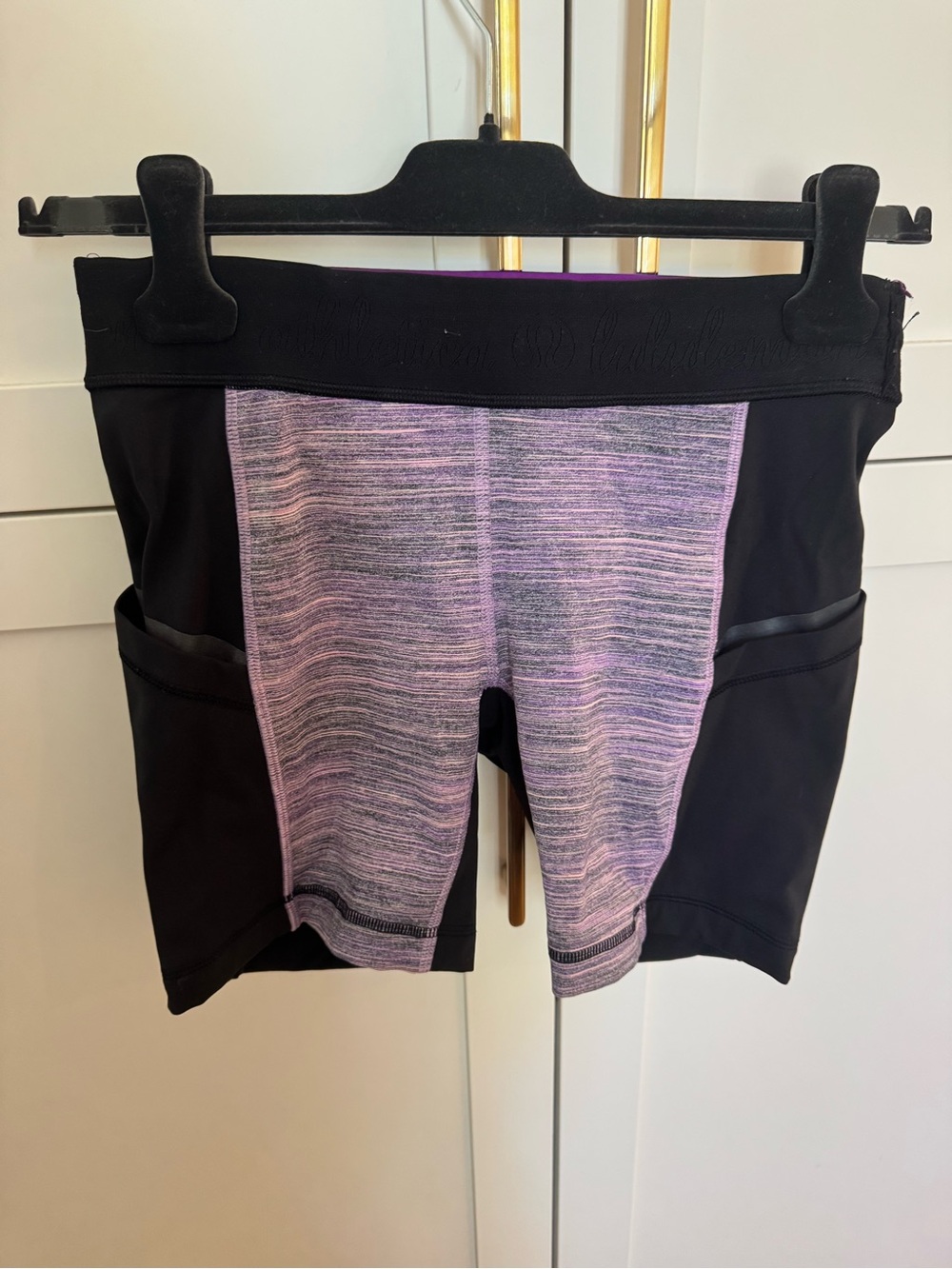 lululemon athletica Black Shorts with Heathered Pink Front Panel